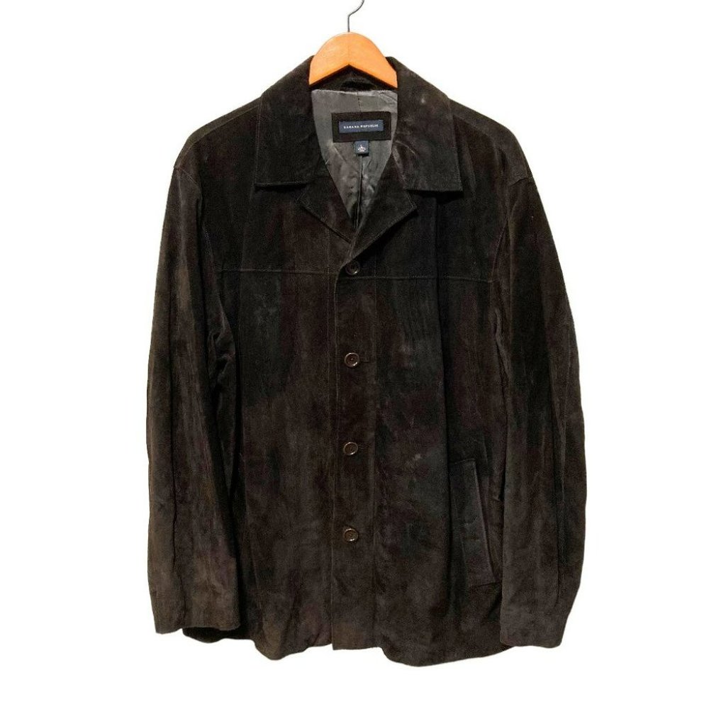 Banana Republic Dark Espresso Brown Suede Leather Coat - Size L